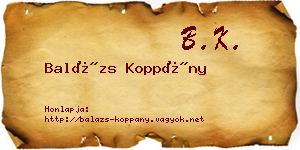 Balázs Koppány névjegykártya