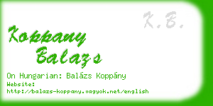 koppany balazs business card